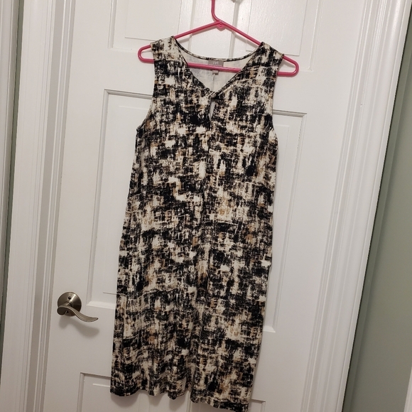 J.Jill Wearever Collection Abstract Print Knit Dress Small Tie Knot Neckline - Picture 7 of 10